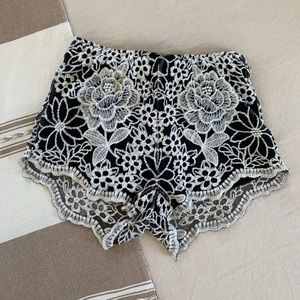 Crochet black & white shorts